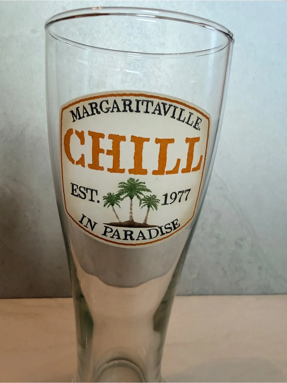 Margaritaville CHILL In Paradise Tall Pilsner Glass - Amber Logo (Set of 2)